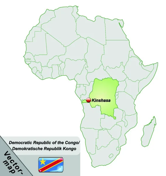 Kongói Demokratikus Köztársaság Afrikában Mint Egy Sziget Térkép Pasztell Zöld — Stock Vector