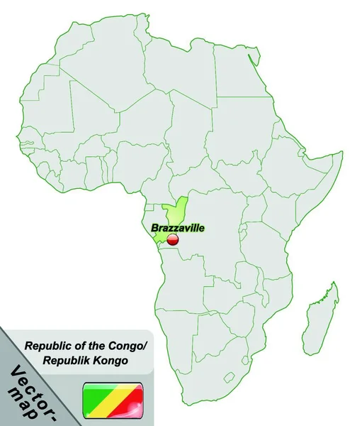 Κονγκό Δημοκρατία Στην Αφρική Ένα Νησί Χάρτη Παστέλ Πράσινο Ελκυστικός — Διανυσματικό Αρχείο