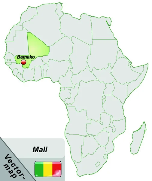 Mali Africa Island Map Pastel Green Atractivo Diseño Tarjeta Ajusta — Archivo Imágenes Vectoriales