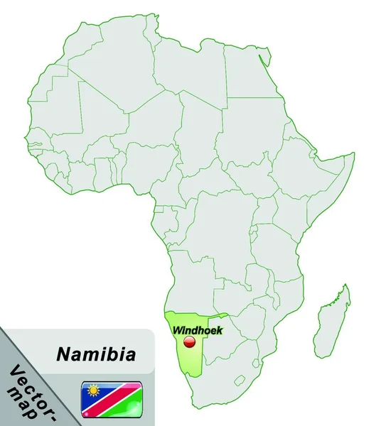 Namibie Africe Jako Ostrovní Mapa Pastelové Zeleni Atraktivní Design Karta — Stockový vektor