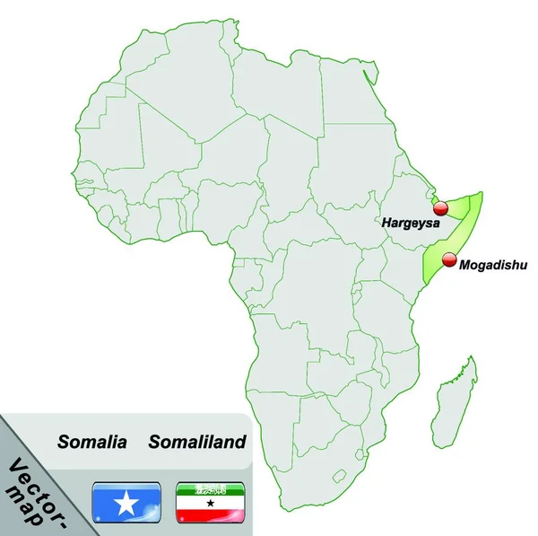 Szomália Afrikában Mint Egy Sziget Térkép Pasztell Zöld Vonzó Design — Stock Vector