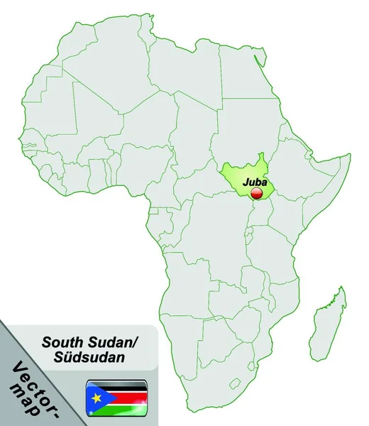 Sydsudan Afrika Som Ökarta Pastellgrönt Tilltalande Design Kortet Passar Perfekt — Stock vektor