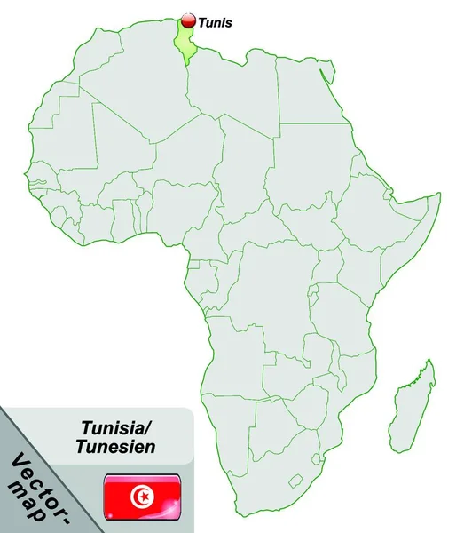 Tunisia Africa 파스텔 그린의 마음을 디자인 카드는 당신의 의도와 완벽하게 — 스톡 벡터