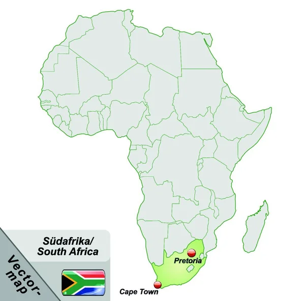 Νότια Αφρική Στην Αφρική Νησιωτικός Χάρτης Παστέλ Πράσινο Ελκυστικό Σχέδιο — Διανυσματικό Αρχείο