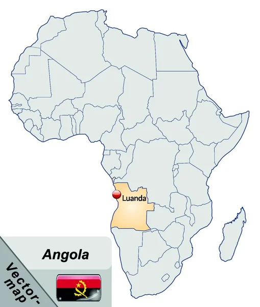 Angola Africe Jako Mapa Ostrova Pastelově Oranžové Barvě Atraktivní Design — Stockový vektor