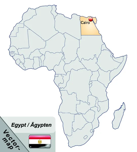 アフリカのエジプトはパステルオレンジの島の地図です 魅力的なデザインのおかげで地図はあなたのプロジェクトに完璧にフィットします — ストックベクタ