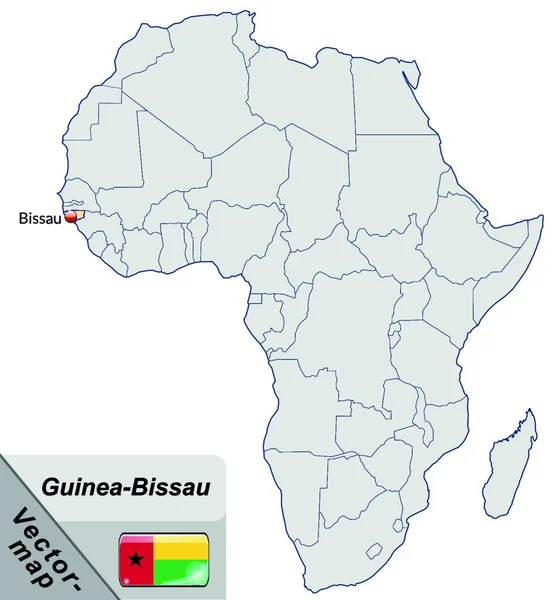 Guinea Bissau África Como Mapa Insular Naranja Pastel Diseño Atractivo — Vector de stock