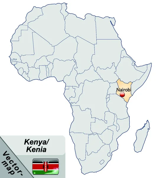 アフリカのケニアはパステルオレンジの島の地図です 魅力的なデザインのため地図はあなたのプロジェクトに完璧にフィットします — ストックベクタ