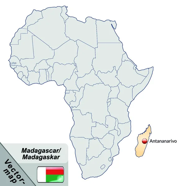 Madagascar Afrika Als Eilandenkaart Pasteloranje Het Aantrekkelijke Ontwerp Kaart Perfect — Stockvector