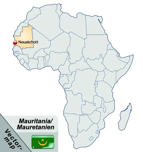 Mauretanien Afrika Som Ökarta Pastellorange Tilltalande Design Kortet Passar Perfekt — Stock vektor