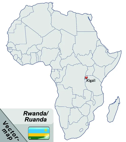 Rwanda Afrika Som Ökarta Pastellorange Tilltalande Design Kortet Passar Perfekt — Stock vektor