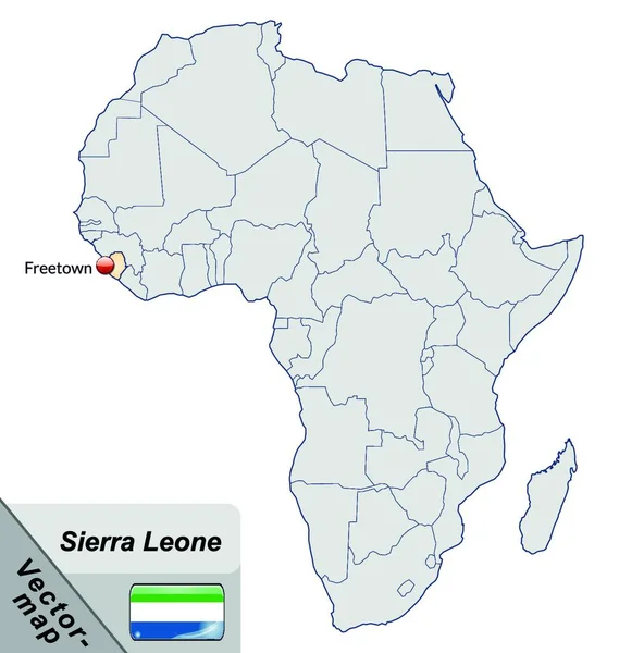 아프리카에 시에라 레오네는 파스텔 오렌지 지도와 같습니다 마음을 디자인 카드는 — 스톡 벡터