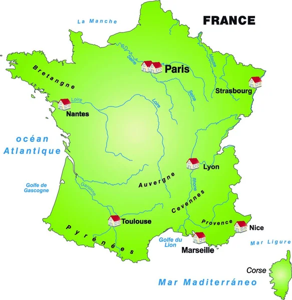 Mapa Francia Como Infografía Verde — Vector de stock