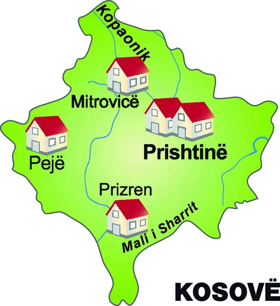 Mappa Kosovo Come Infografica Verde — Vettoriale Stock