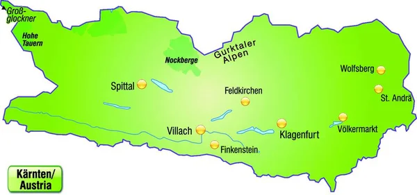 Carinthia Austria Острівна Мапа Всієї Топографічної Інформації Зеленим Кольором Привабливий — стоковий вектор