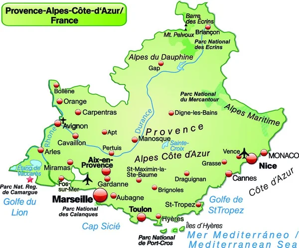 Inselkarte Der Provence Karte Pastellgrün — Stockvektor