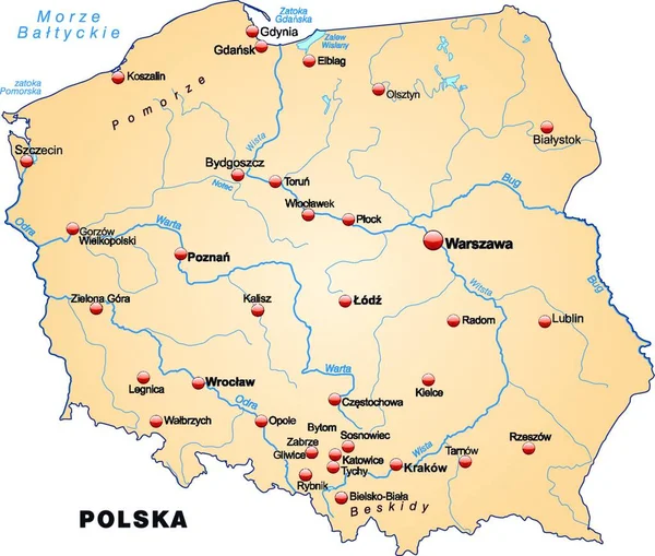 Kártya Modern Minden Fontos Topográfiai Információt Tartalmaz Kártya Azonnal Használható — Stock Vector