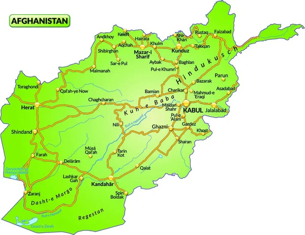 Afganistan Asien Som Karta Med Ett Nätverk Trafik Den Attraktiva — Stock vektor