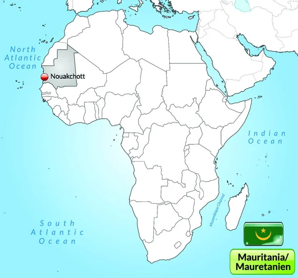 Mauritánie Africe Jako Mapa Sousedství Šedé Barvě Atraktivní Design Karta — Stockový vektor