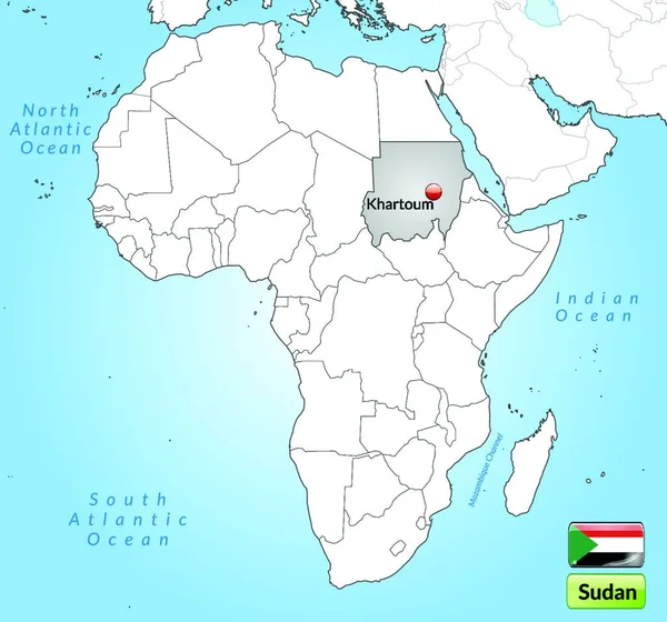 アフリカのスーダンは灰色の環境マップです 魅力的なデザイン カードはあなたの意図と完全に一致します — ストックベクタ