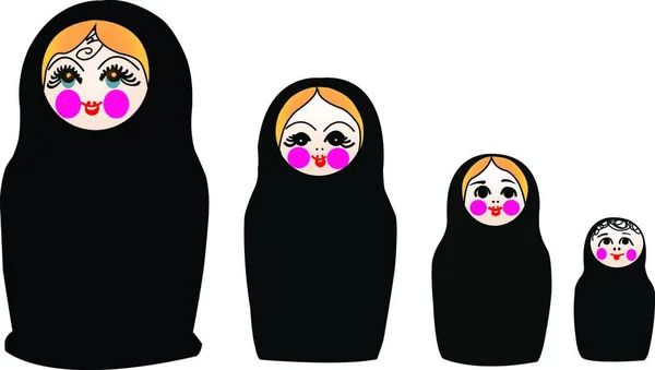 Matrushka Converti Islam Chador Noir — Image vectorielle