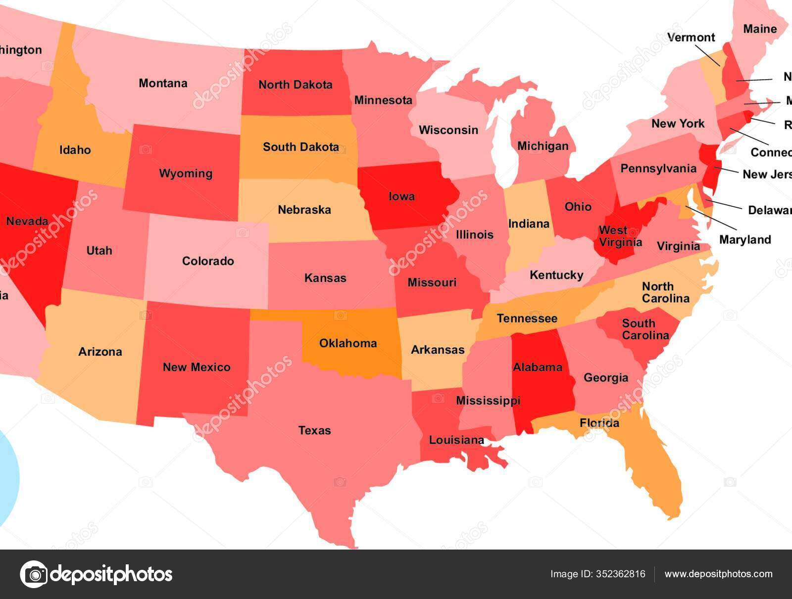 Mapa Das Terras Termais Com Capital Dos Estados Unidos Vetor de  ©PantherMediaSeller 352362816, image size:1600x1211