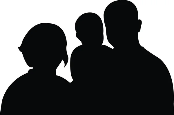 Heureux Portrait Famille Silhouette Vecteur — Image vectorielle