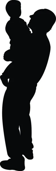 Father Baby Together Silhouette Vector — Stock Vector