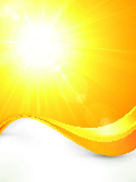 夏天与镜头眩光和波浪线图案鲜艳的橙色和黄色色彩华丽矢量太阳爆发的背景 — 图库矢量图片