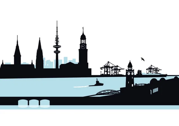 Hambourg Ville Portuaire Allemagne — Image vectorielle