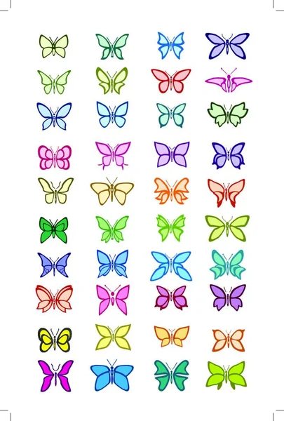 Spousta Různých Motýlů — Stockový vektor