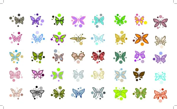Set Von Bunten Schmetterlingen — Stockvektor