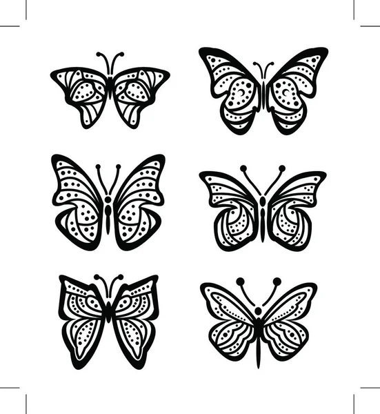 Spousta Různých Motýlů — Stockový vektor