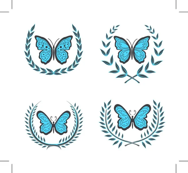 Kränze Und Schmetterling Flaches Symbol Vektorillustration — Stockvektor