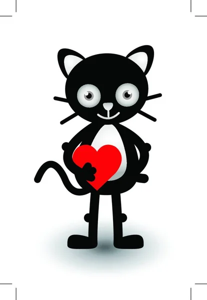 Cat Love Ploché Ikony Vektorové Ilustrace — Stockový vektor
