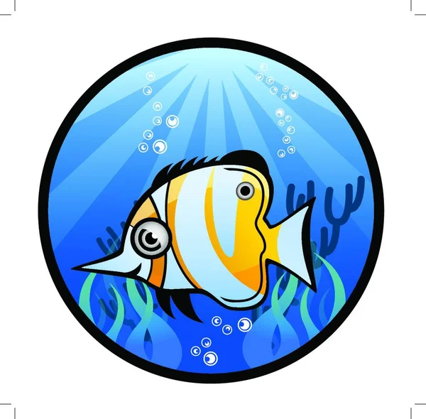 Peces Tropicales Fauna Submarina Icono Plano Ilustración Vectorial — Vector de stock