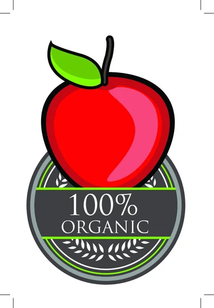 赤りんごオーガニックラベル — ストックベクタ