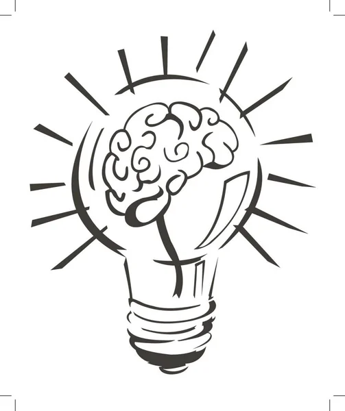 Мозг Лампочки Иконка Вектор Иллюстрации Графический Дизайн — стоковый вектор