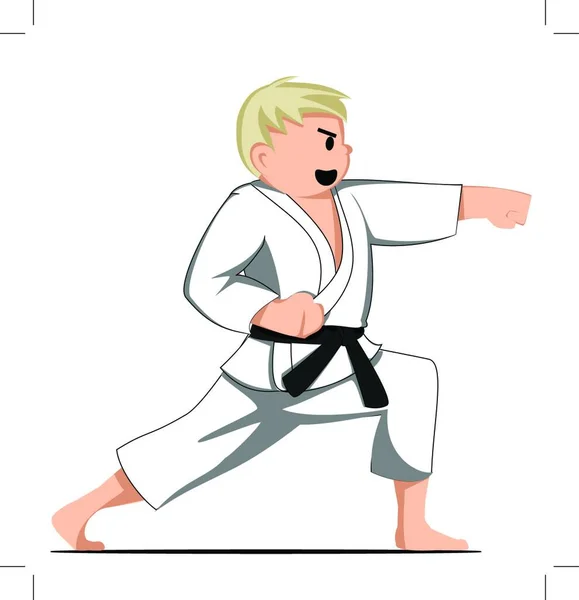 Karate Boy Plochá Ikona Vektorová Ilustrace — Stockový vektor