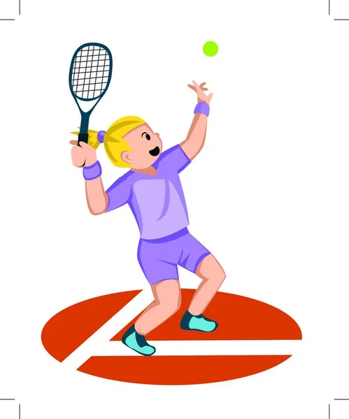 Vektor Illusztrációja Lány Tenisz — Stock Vector