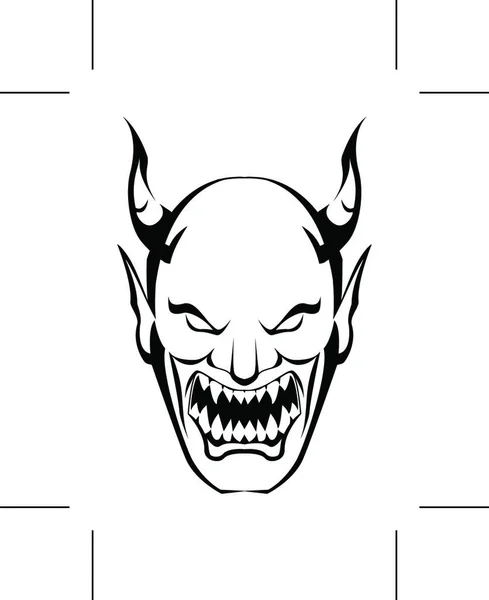 Demon Hoofd Vector Illustratie — Stockvector