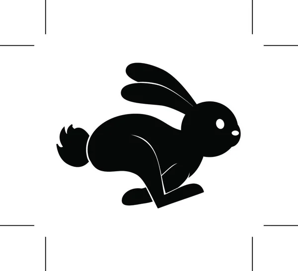 Lapin Noir Sur Fond Blanc Illustration Vectorielle — Image vectorielle