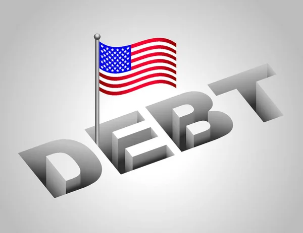 Ilustracja Wektorowa Koncepcji Dług Stanów Zjednoczonych — Wektor stockowy