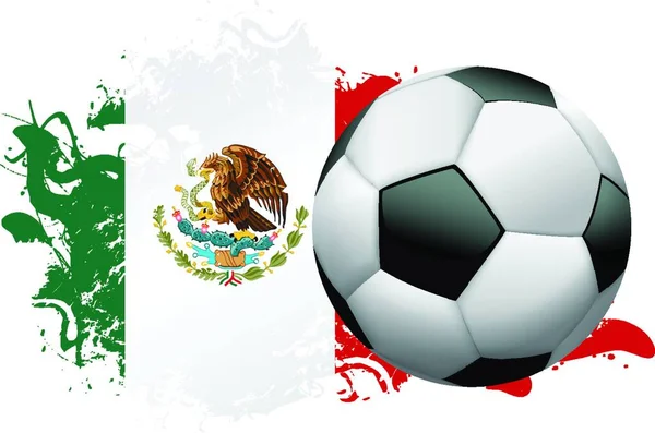 Balón Fútbol Con Bandera Grunge México Ilustración Vectorial — Archivo Imágenes Vectoriales