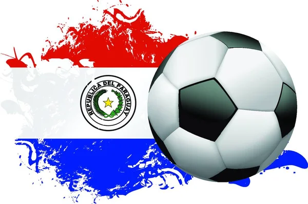 Voetbal Met Een Grunge Vlag Van Paraguay Vector Illustratie — Stockvector