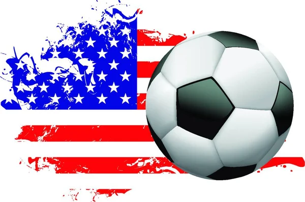 Amerika Birleşik Devletleri Grunge Bayrağı Taşıyan Futbol Topu Vektör Illüstrasyon — Stok Vektör
