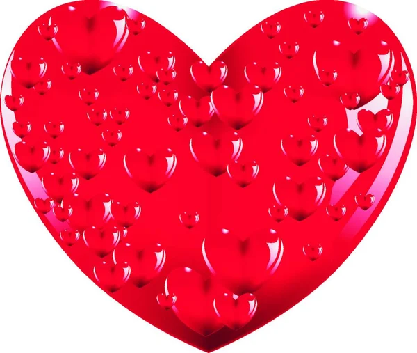 Серце Наповнене Серцем Червоному Білому — стоковий вектор