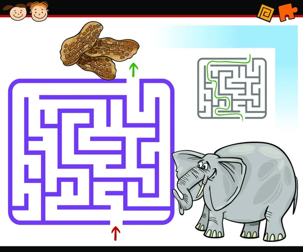 Cartoon Ilustrace Vzdělávání Bludiště Nebo Labyrintu Hra Pro Děti Předškolního — Stockový vektor