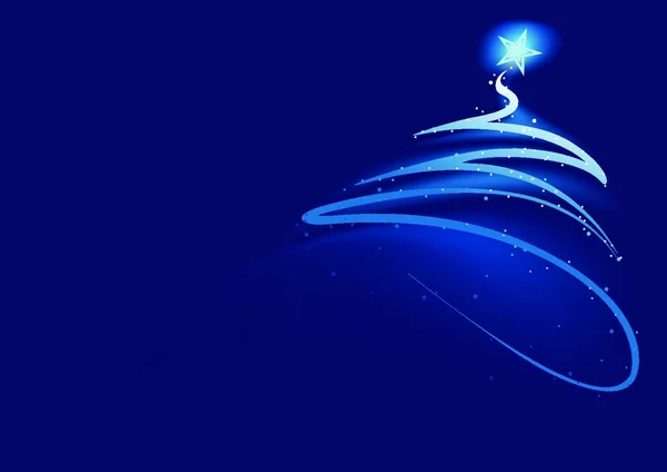 Blue Abstract Xmas Tree Christmas Background Illustration Vector - Stok Vektor