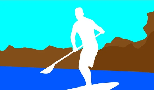 Vector Ilustración Hombre Con Una Tabla Snowboard — Vector de stock